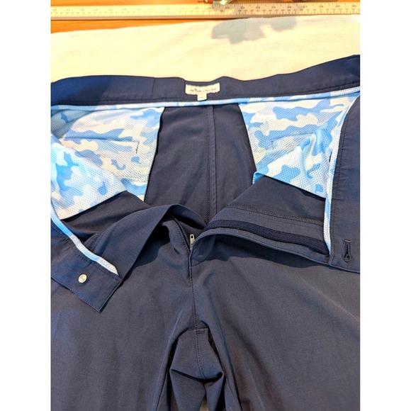 Peter Millar Mens Performance Golf Shorts Blue/Gray Size 38 Camo Pocket Lining - Picture 4 of 10